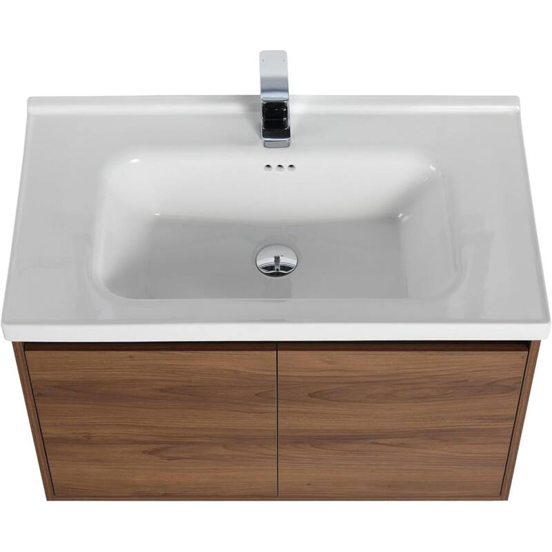 Blossom 32" Floating Bathroom Vanity with Ceramic Sink & Storage