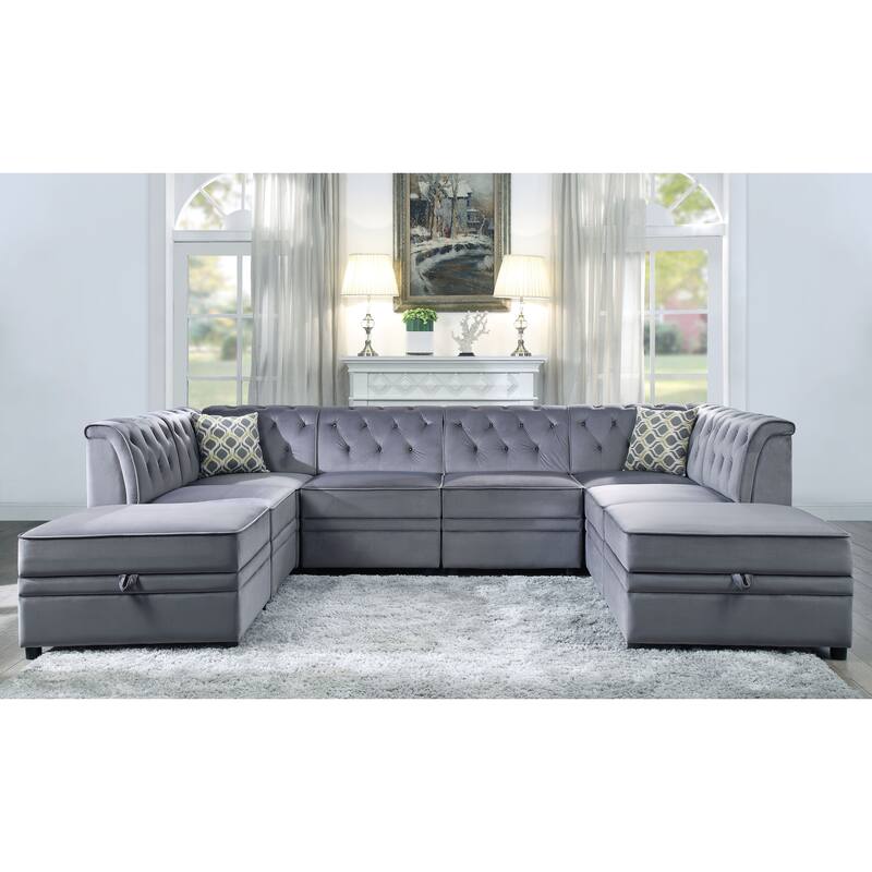Marillo Grey Rectangle Storage Ottoman