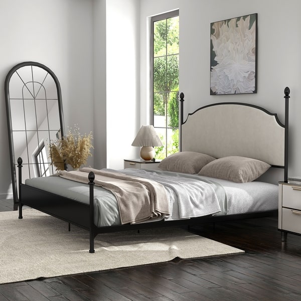 slide 2 of 23, The Gray Barn Epona Modern Curved Metal Four Poster Bed
