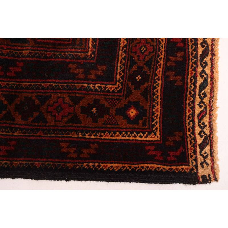 ECARPETGALLERY Hand-knotted Teimani Black, Burnt Orange Wool Rug - 3'9 x 6'4
