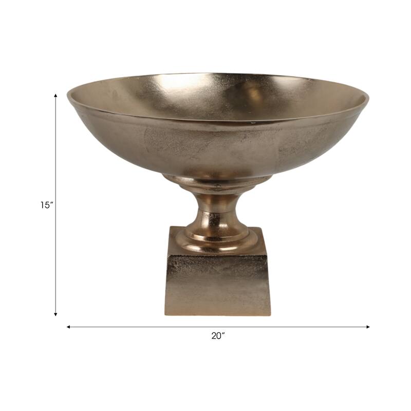 Aluminum Decorative Bowl Modern Pedestal Base Home Decor - 15" Gold - 20" x 20" x 15"