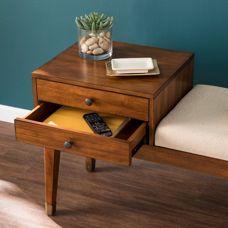 SEI Furniture Morgenstern Midcentury Modern Upholstered Storage Bench