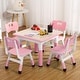 preview thumbnail 26 of 28, Kids Table and Chairs Set, Height Adjustable Desk with 4 Seats for Ages 2-10 Pink