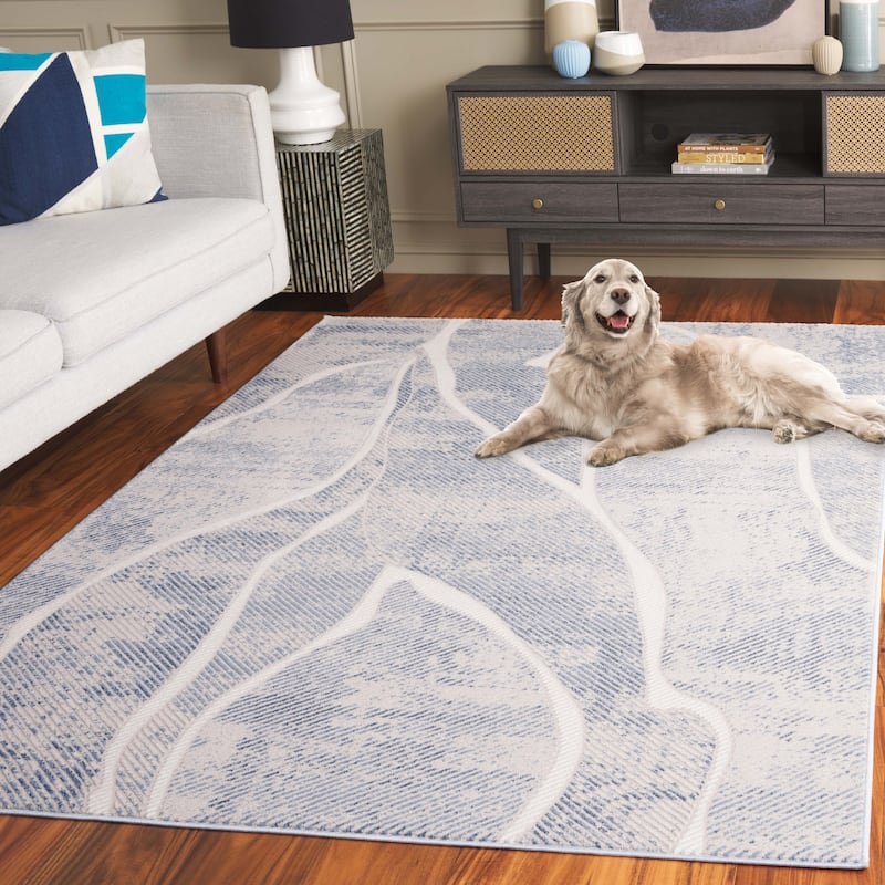 SAFAVIEH Prestige Zenobia Contemporary Rug - 9' x 12' - Ivory/Blue