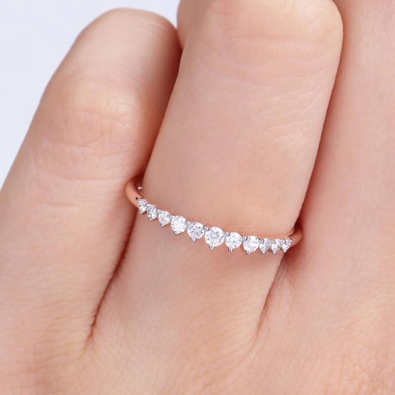 Miadora 14k Rose Gold 1/5ct TDW Diamond Stackable Semi-Eternity Wedding Band Ring