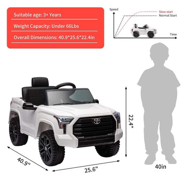 dimension image slide 2 of 6, 12V Ride on Car for Kids, Licensed Toyota Ride on Truck