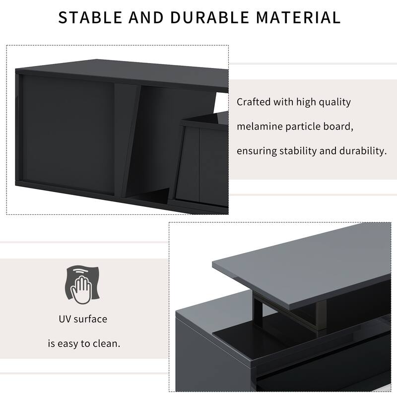 Modern Minimalist Rectangle Extendable 100 inch TV Stand with Two Drawers - 15.70 x 70.70 x 15.70