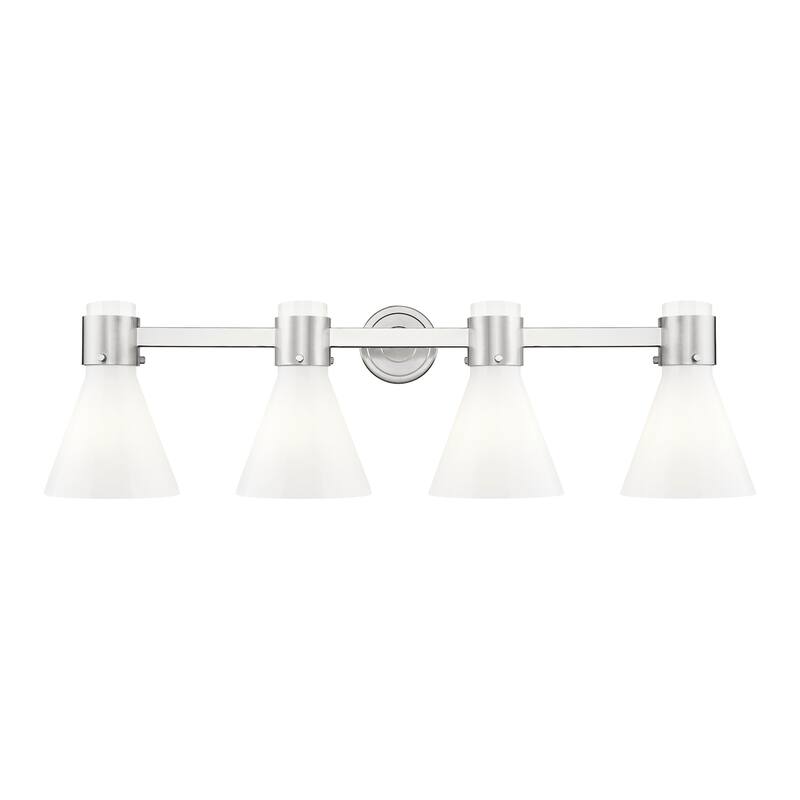Innovations Lighting 464-4W-10-34 Lawton Cone Vanity Lawton Cone 4 - Satin Nickel / Gloss White