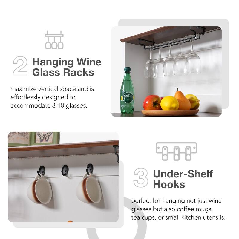 Farmhouse Wine Cabinet with Storage Cabinets