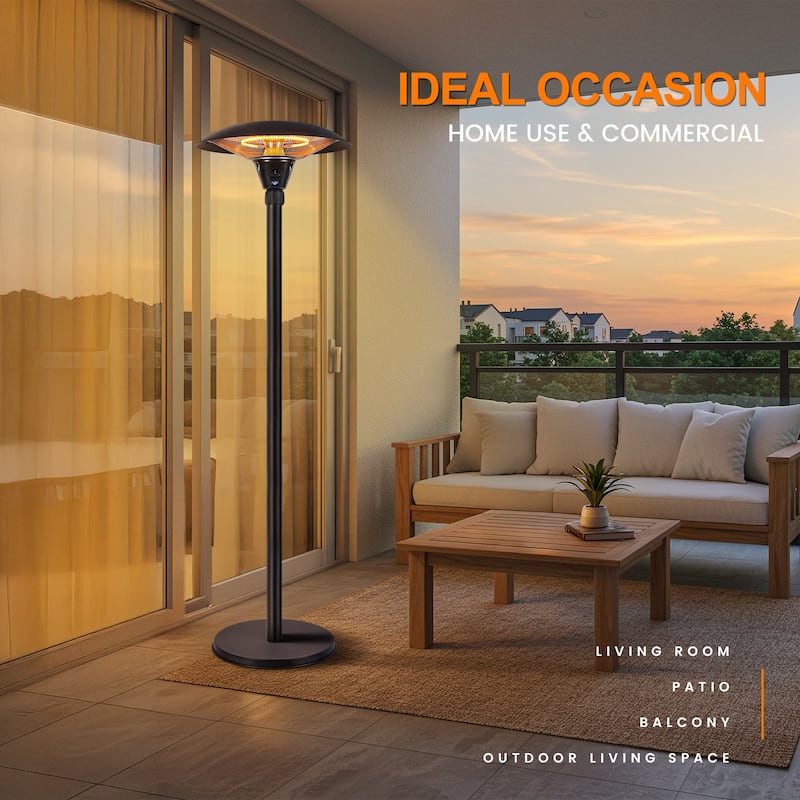 1500W Adjustable Patio Heater,Remote and Touch Control