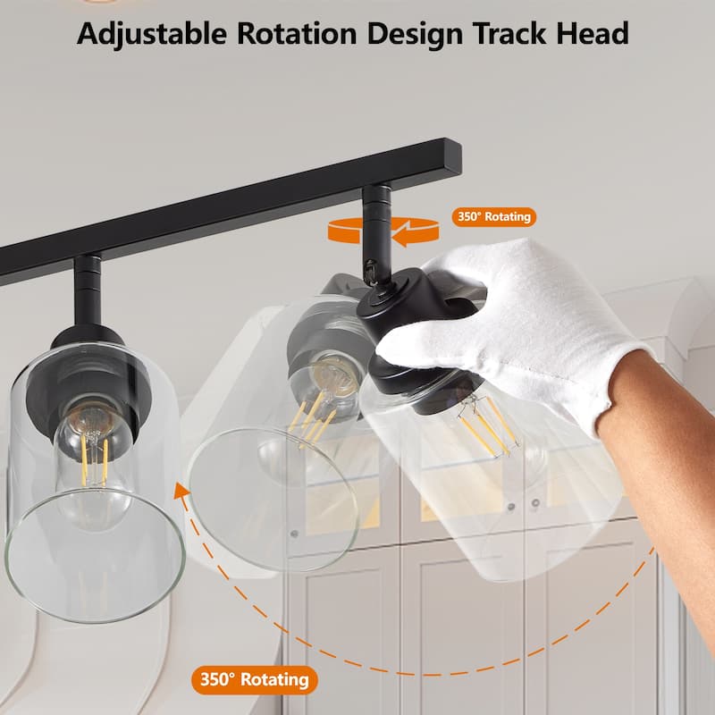 6-Light Track Lighting Kit Black Track Lighting Fixtures Bathroom Wall Sconces Ceiling Mount Kitchen Tracking Lights