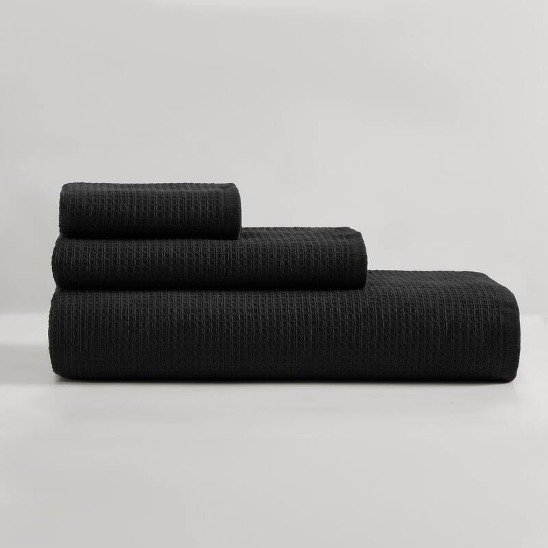 Calvin Klein Eternity Solid Cotton Towel Set - Black - 3 Piece Set