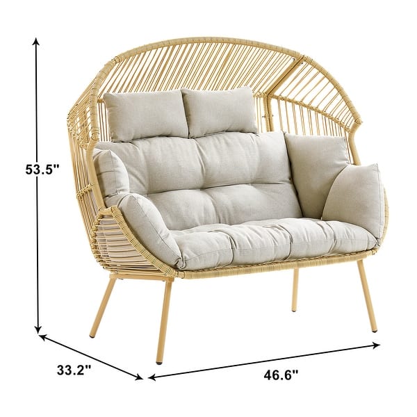 dimension image slide 1 of 6, Gymojoy Double Wicker Egg Chair Outdoor Oversized Egg Chair