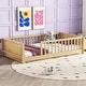 preview thumbnail 5 of 45, Twin Size Wood Floor Platform Bed with Built-in Book Storage Rack Natural