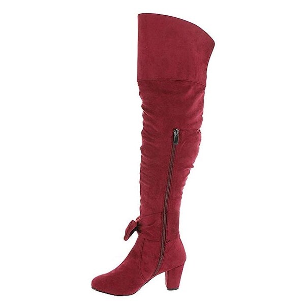over the knee high heel suede boots