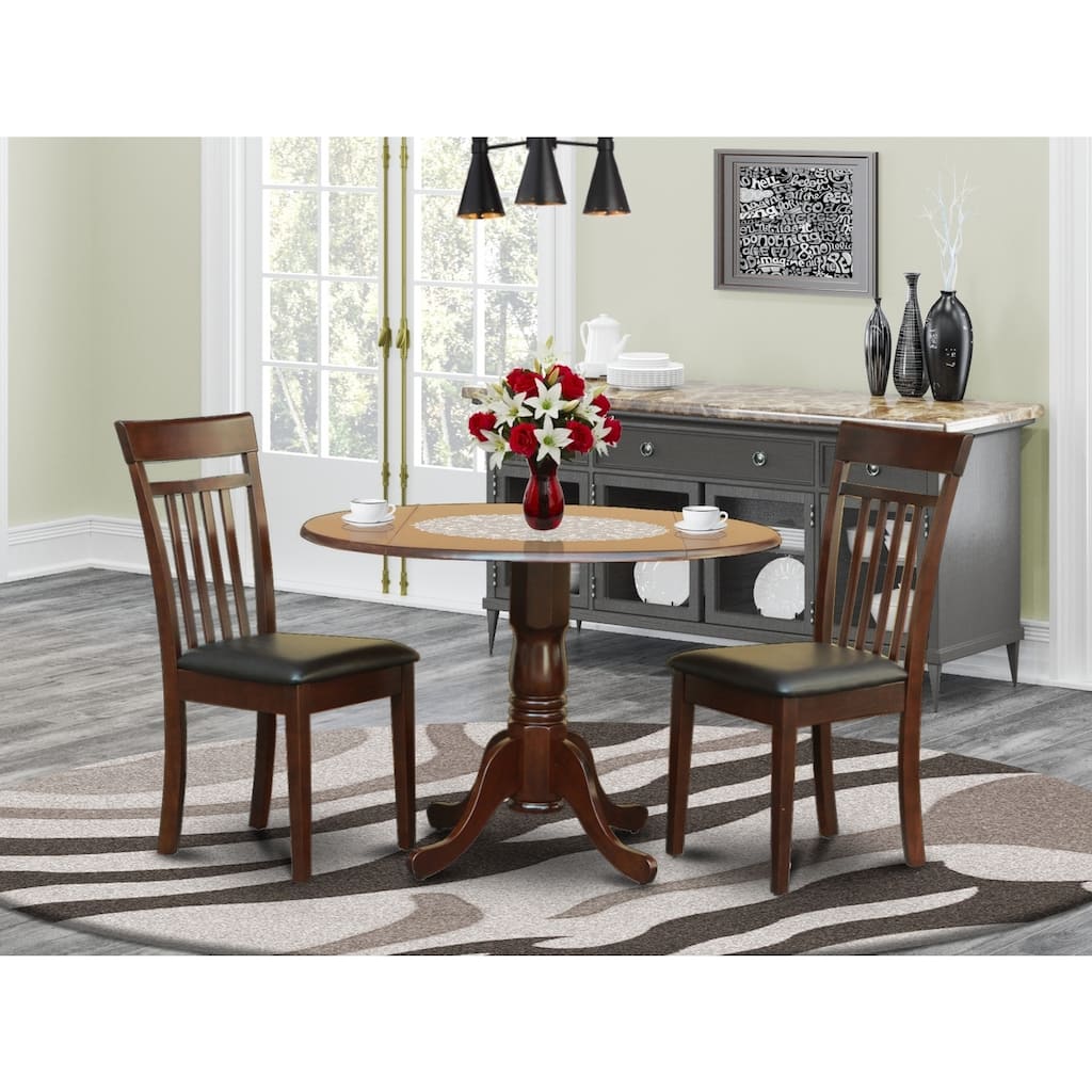 Round Drop Leaf Dining Table Set - Kitchen Nook Table & Chairs - Small Dining Set