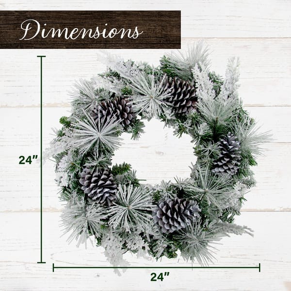 Fraser Hill Farm 24-in. Christmas Snow Flocked Wreath, Pinecones