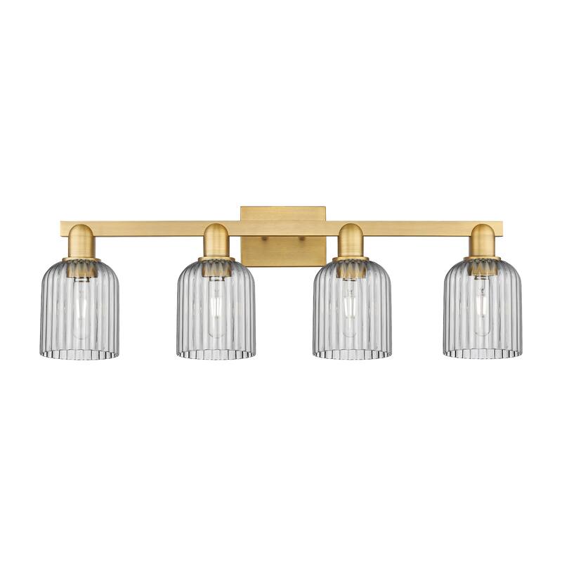 Innovations Lighting 716-4W-11-32 Bridal Veil Vanity Bridal Veil 4 - Brushed Brass / Light Smoke