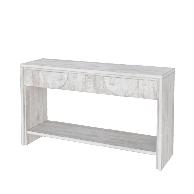 55" Farmhouse Style Console Table with 2 Storage Drawers and Open Shelf