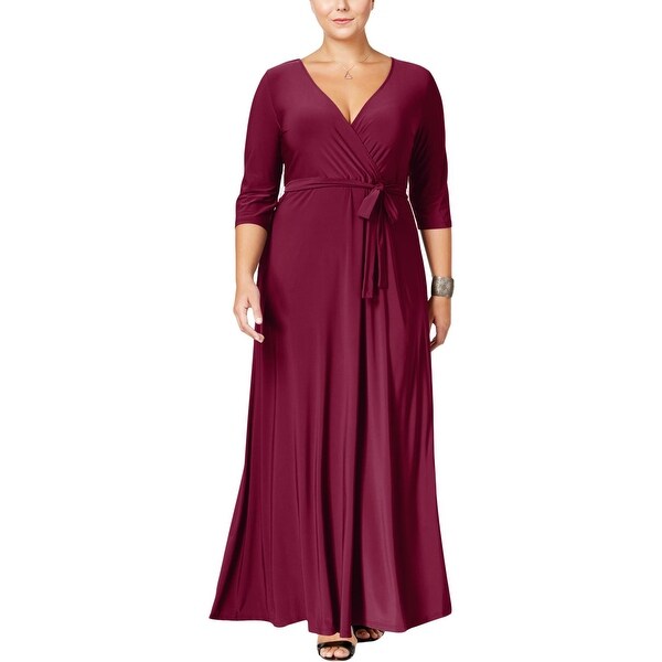 Love Squared Womens Plus Maxi Dress Surplice V-Neck