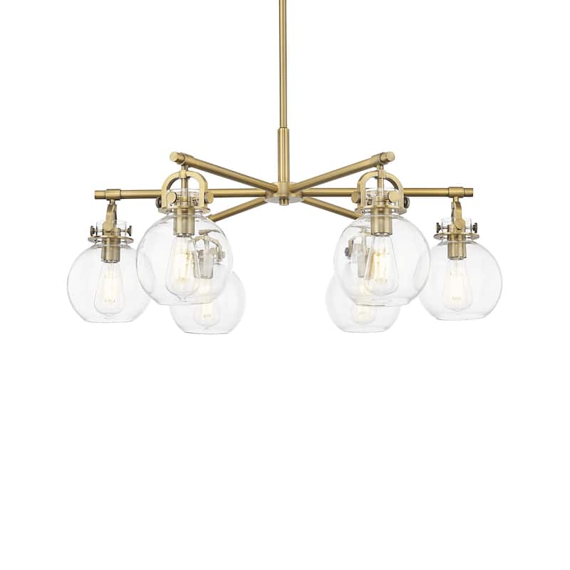 Innovations Lighting 410-6CR-16-26 Newton Sphere Chandelier Newton - Brushed Brass / Clear