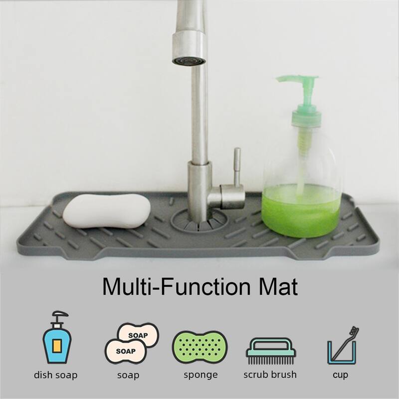 Silicone Sink Faucet Mat for Kitchen Sink Splash Guard,Faucet Handle Drip Catcher Tray