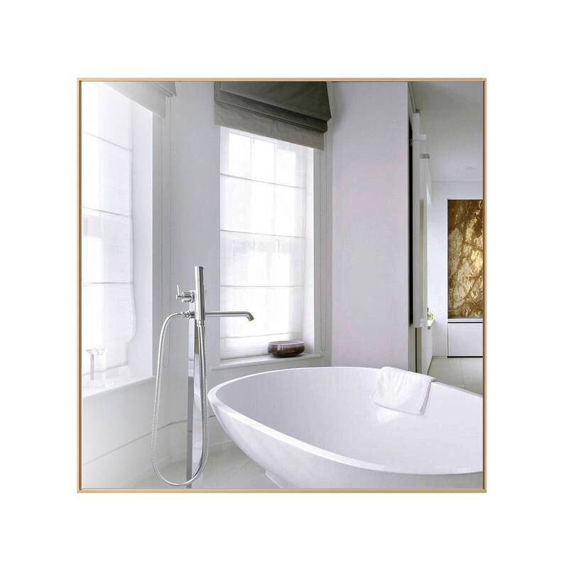 Modern Square Aluminum Framed Wall Mount Bathroom Vanity Mirror - 30"Wx30"H - Gold