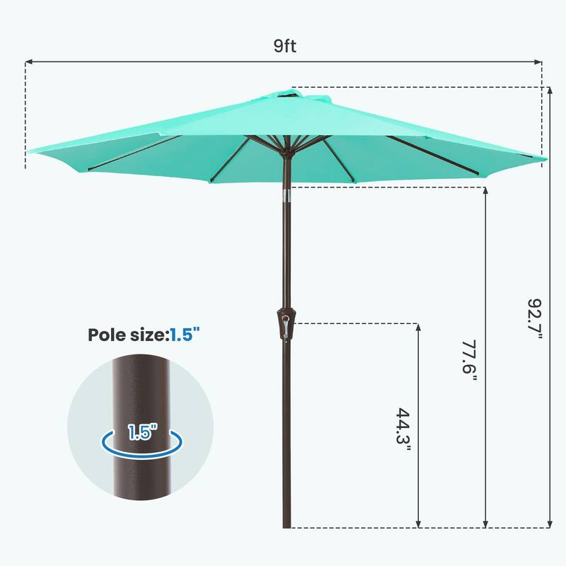9-ft Patio Market Umbrella with UV-Risistance,Crank & Tilt