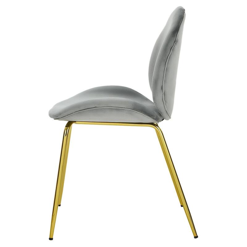 Set of 2 Velvet Accent Chairs with Gold Metal Legs - 19" x 21.5" x 34" (L x W x H)