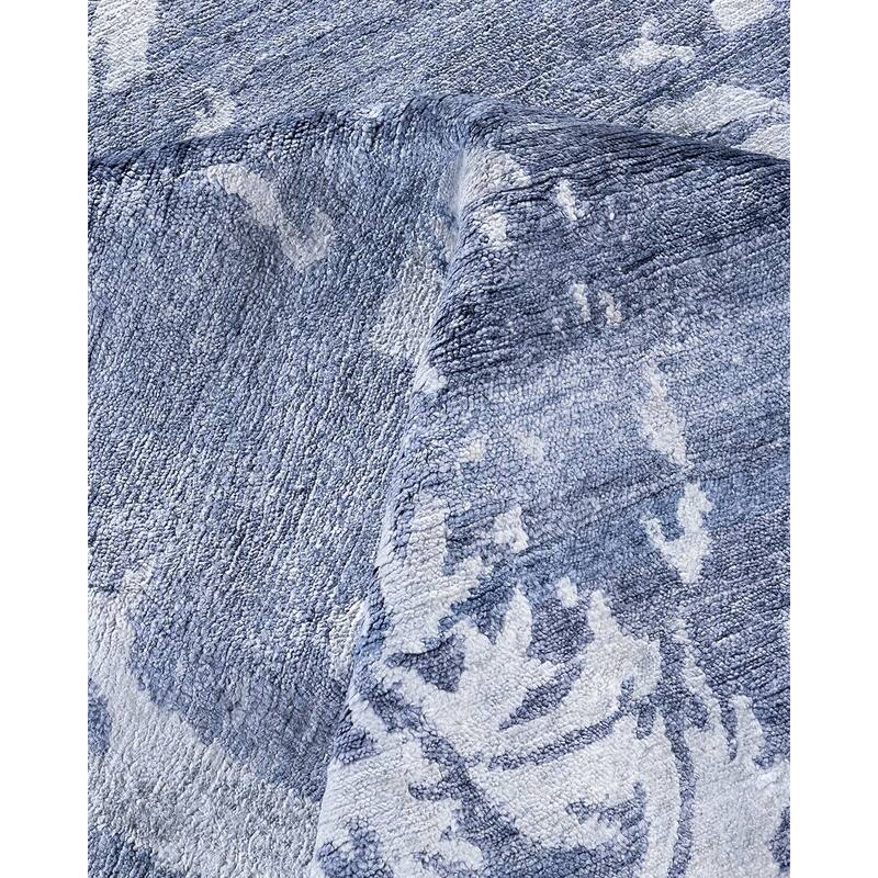 Modern One-of-a-Kind Hand-Knotted Area Rug, Blue - 9' 2" x 12' 3"