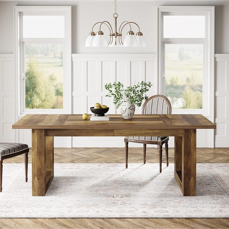 63-Inch Dining Table Modern Wood Kitchen Table Large Rectangular Dinner Table for Dining Room
