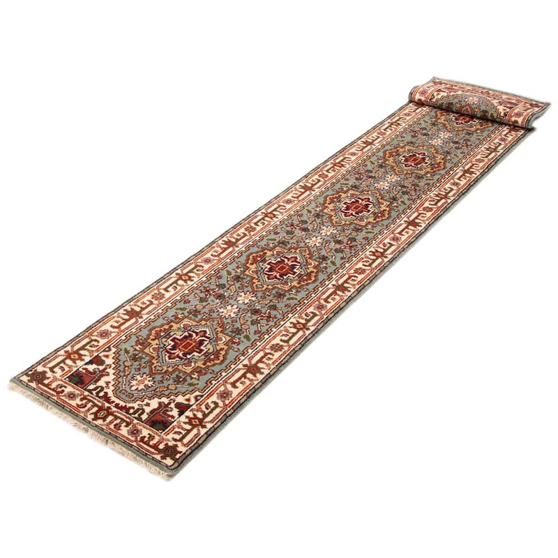 ECARPETGALLERY Hand-knotted Serapi Heritage Light Blue Wool Rug - 2'6 x 22'1