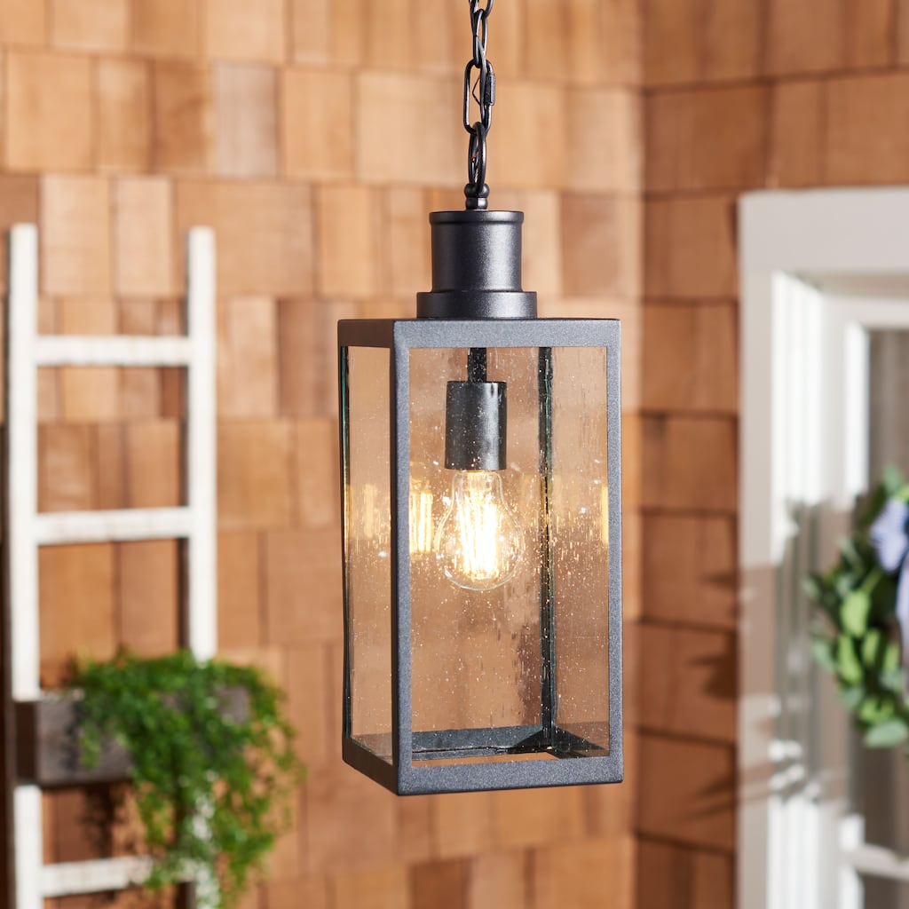 SAFAVIEH Lighting Aagot 6" Modern & Contemporary Outdoor Pendant - 6" W x 6" D x 17" H - Black - 6Wx6Dx17H