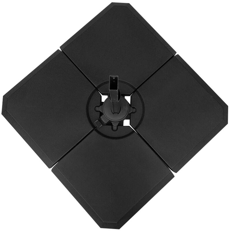 Outsunny Cantilever Umbrella Base Stand Holder with Channel Grooves for Powerful Support, 4-Piece, Black