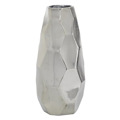 Aluminum Metal Geometric Decorative Vase - Silver - Roche River Decor
