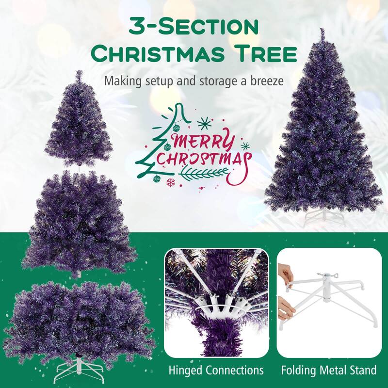 Costway 6.5 FT/7.5 FT Artificial Xmas Tree with 250/550 White LED - See Details