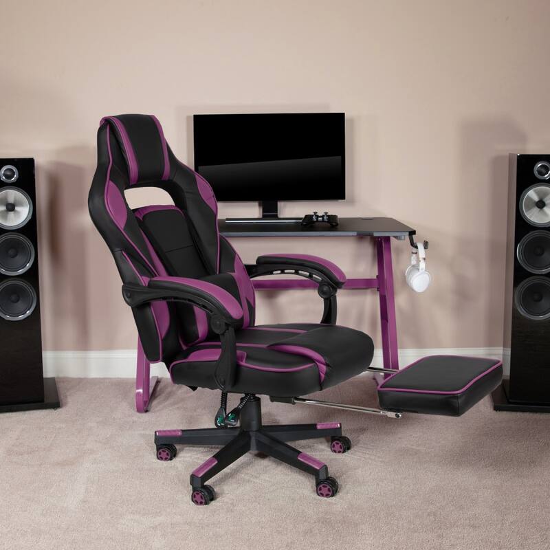 Ergonomic Gaming Chair -Recline Back/Arms, Footrest, Massaging Lumbar