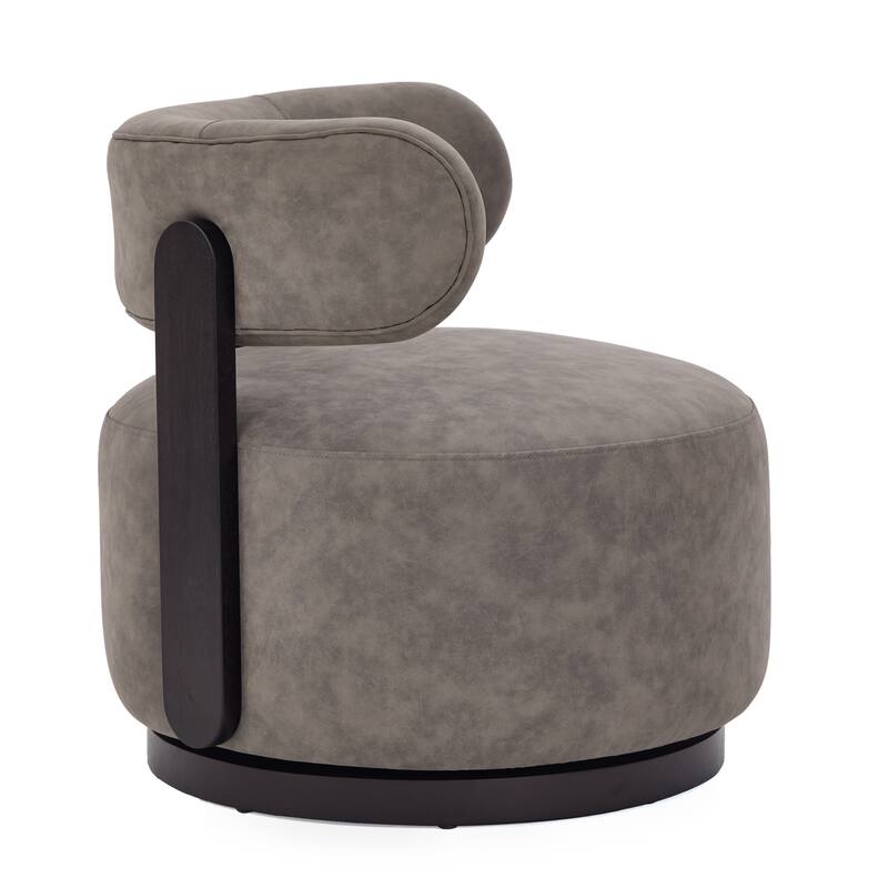 Christopher Knight Home -Modern PU Upholstered Swivel Club Chair with Wooden Base