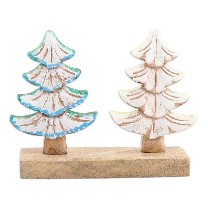 Novica Handmade Snowy Forest Wood Sculpture