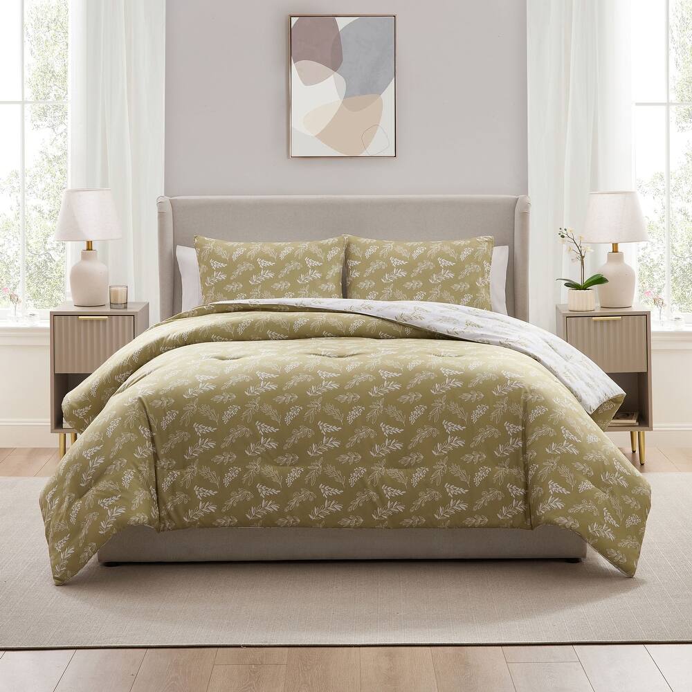 Empyrean 3PC Reversible Botanical Printed Comforter Bedding Set