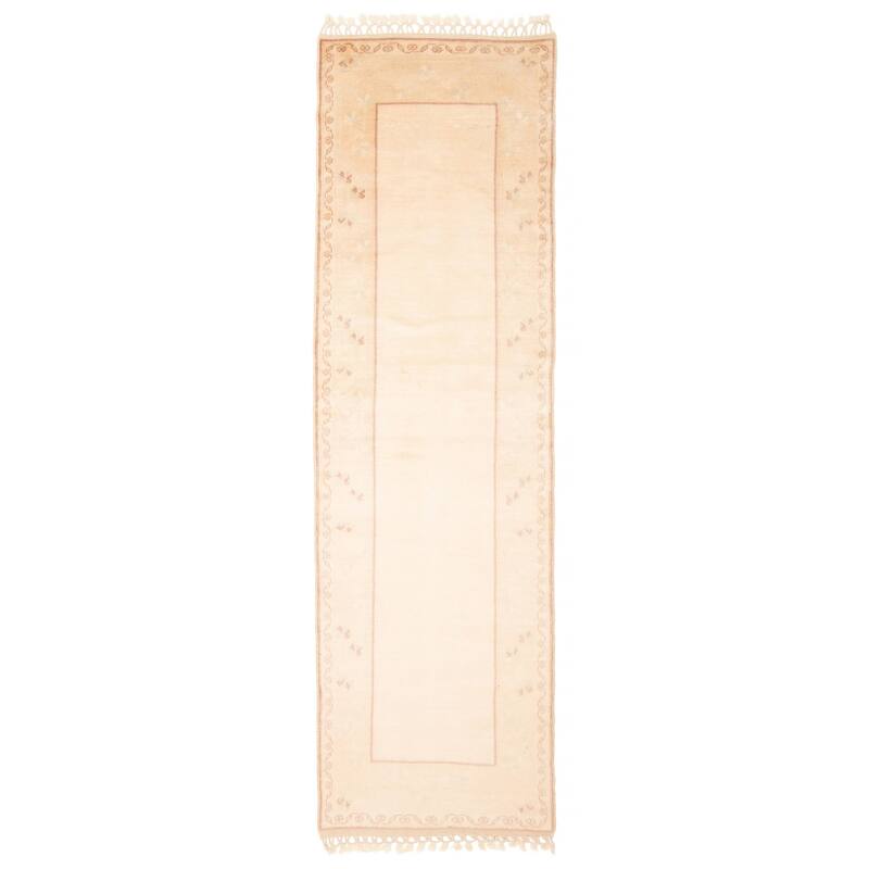 ECARPETGALLERY Hand-knotted Color Transition Cream Wool Rug - 2'10 x 9'2 - Cream - 2'10 x 9'2