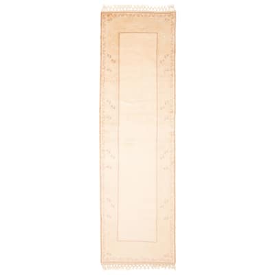 ECARPETGALLERY Hand-knotted Color Transition Cream Wool Rug - 2'10 x 9'2