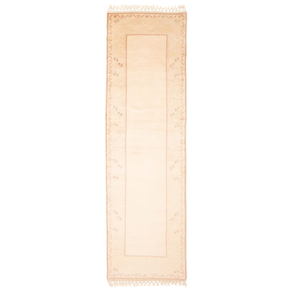 ECARPETGALLERY Hand-knotted Color Transition Cream Wool Rug - 2'10 x 9'2