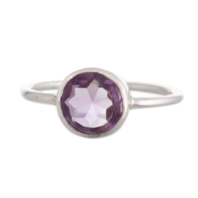 Novica Handmade Purple Enigma Amethyst Single Stone Ring - 5