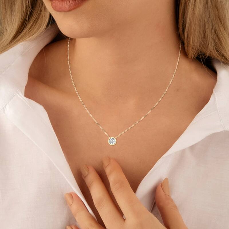 Marquee 1/3 Carat Lab Grown Diamond Bezel Pendant in 14K Yellow Gold