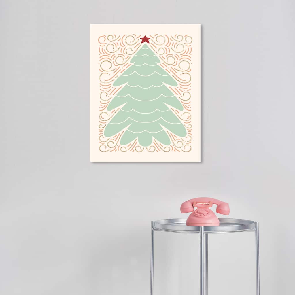 Wynwood Studio Canvas Holiday and Seasonal Mint Felt Pinetree Green Modern & Contemporary Wall Art Canvas Print