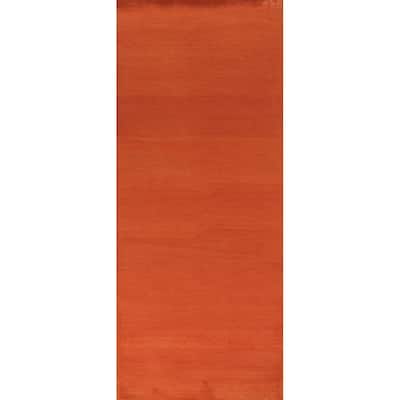 Solid / Modern Gabbeh Runner Rug Hand-Knotted Wool Carpet - 3'0" x 9'9"