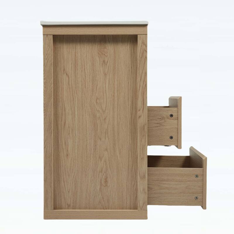 30 Inch Freestanding Bathroom Vanity with Ceramic Sink,2 Full-Extension Drawers