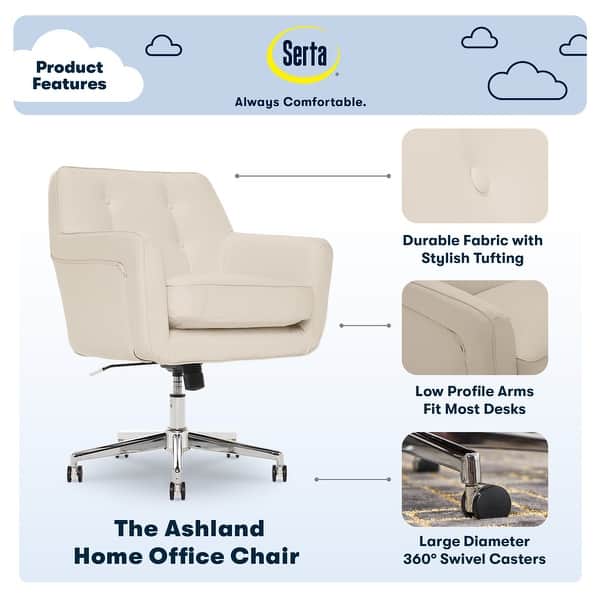 Serta Ashland Home Office Desk Chair with Button Tufted Mid-Back