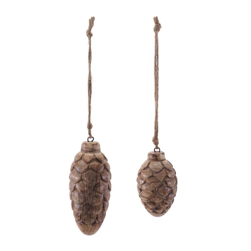 Wooden Pine Cone Ornament Set of 24 - 5" & 5.75"H